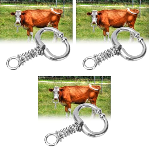 Qpets® Cattle Nose Ring No-Piercing Bull Clip-on Stainless Steel Detachable Cows 3 PCS Qpets® Cattle Nose Ring No-Piercing Bull Clip-on Stainless Steel Detachable Cows 3 PCS